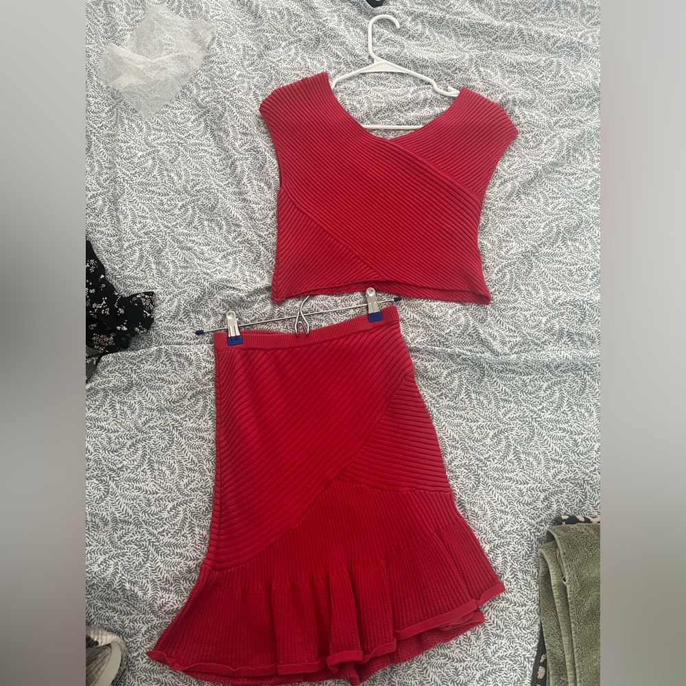 Red tank and skirt set